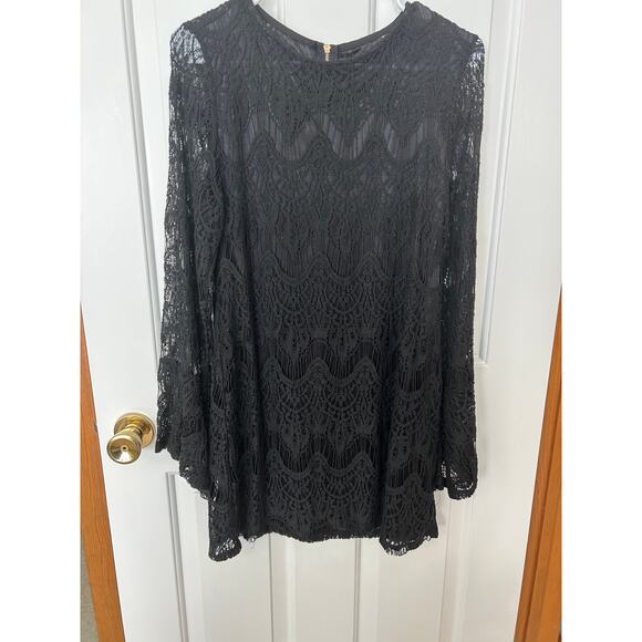 unknown Dresses & Skirts - Black lacey dress or top bell sleeved Morticia Adams style